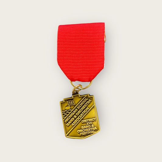 District 16 Band and Orchestra Medal - Rating II with Red Ribbon