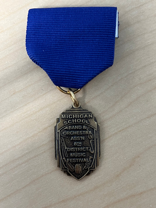 District 8 Band & Orchestra Medal - Rating I with Blue Ribbon