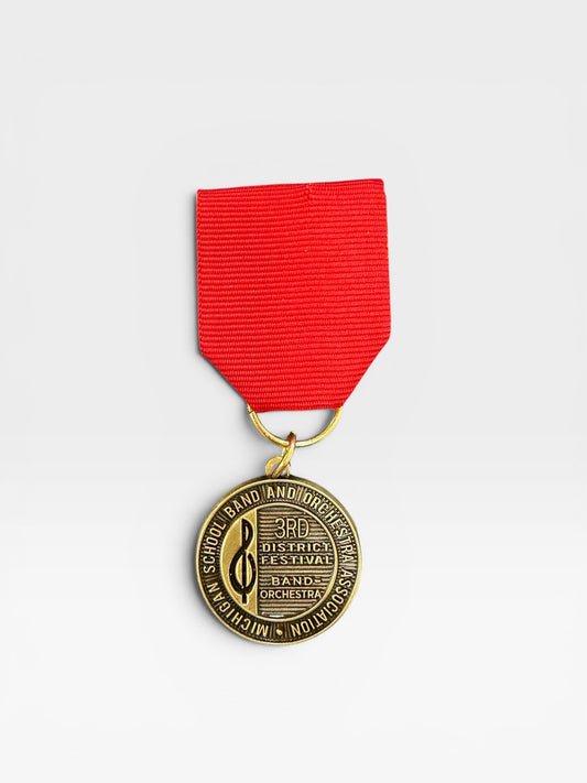 District 3 Band & Orchestra Medal - Rating II with Red Ribbon